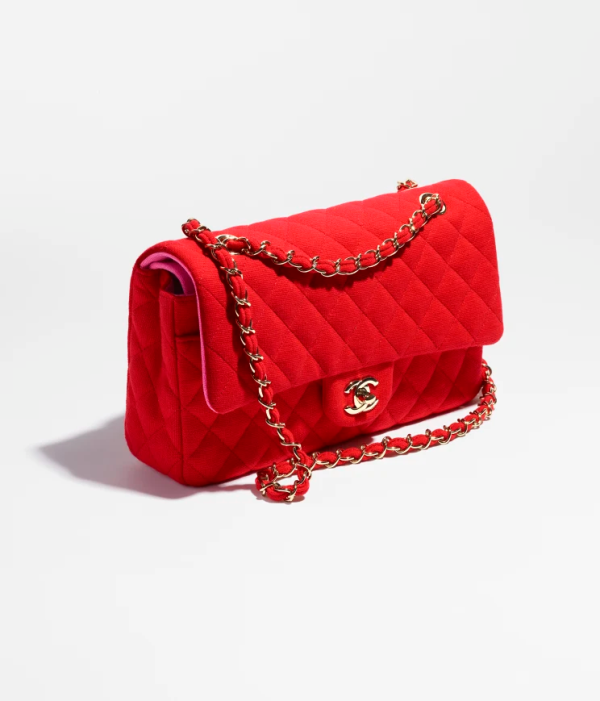 chanel classic chain bag red