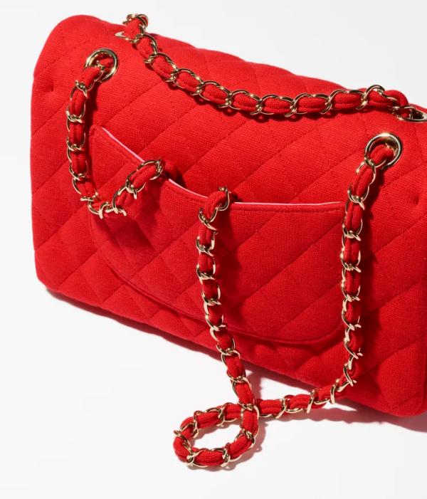 chanel classic chain bag red