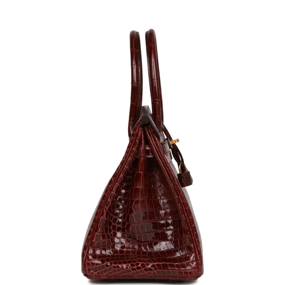 hermès birkin 30 bordeaux shiny porosus crocodile gold hardware hermès birkin 30 bordeaux shiny porosus crocodile gold hardware