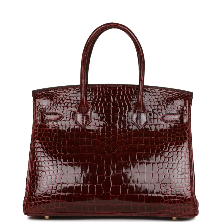 hermès birkin 30 bordeaux shiny porosus crocodile gold hardware hermès birkin 30 bordeaux shiny porosus crocodile gold hardware