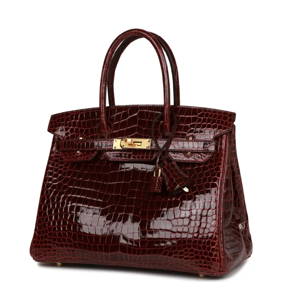 hermès birkin 30 bordeaux shiny porosus crocodile gold hardware hermès birkin 30 bordeaux shiny porosus crocodile gold hardware