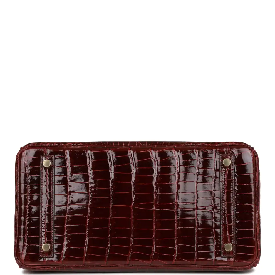 hermès birkin 30 bordeaux shiny porosus crocodile gold hardware hermès birkin 30 bordeaux shiny porosus crocodile gold hardware