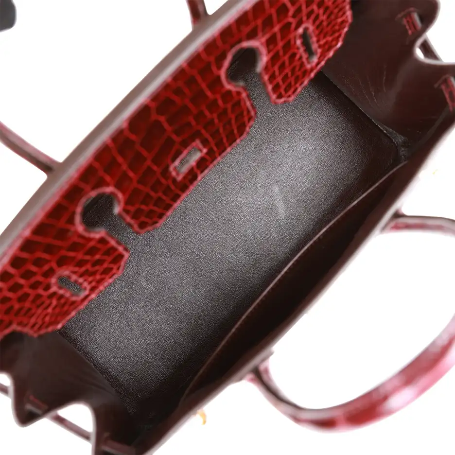 hermès birkin 30 bordeaux shiny porosus crocodile gold hardware hermès birkin 30 bordeaux shiny porosus crocodile gold hardware