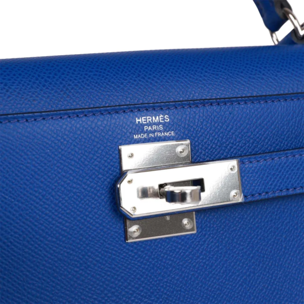 hermès bleu royal epsom sellier kelly 28cm palladium hardware