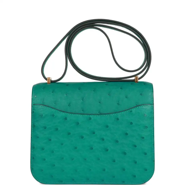 hermès constance 18 vert verone ostrich gold hardware