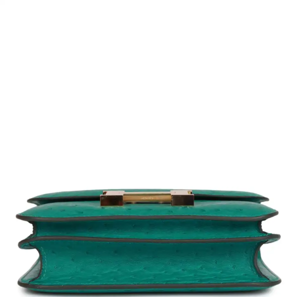 hermès constance 18 vert verone ostrich gold hardware