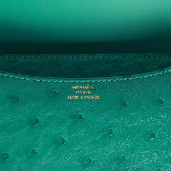 hermès constance 18 vert verone ostrich gold hardware