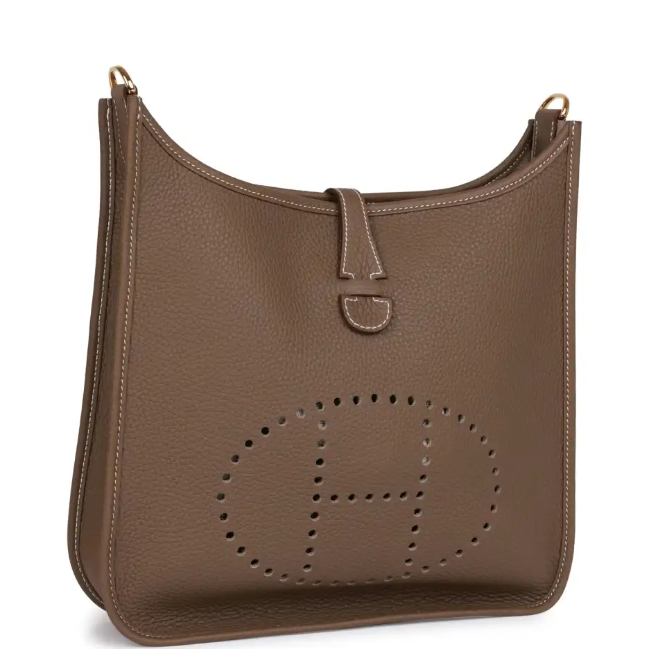 hermès evelyne iii pm etoupe clemence gold hardware hermès evelyne iii pm etoupe clemence gold hardware