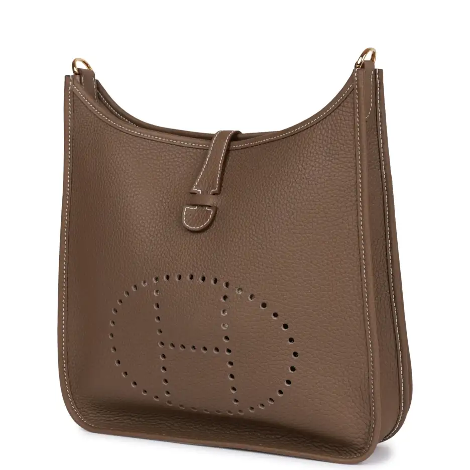 hermès evelyne iii pm etoupe clemence gold hardware hermès evelyne iii pm etoupe clemence gold hardware