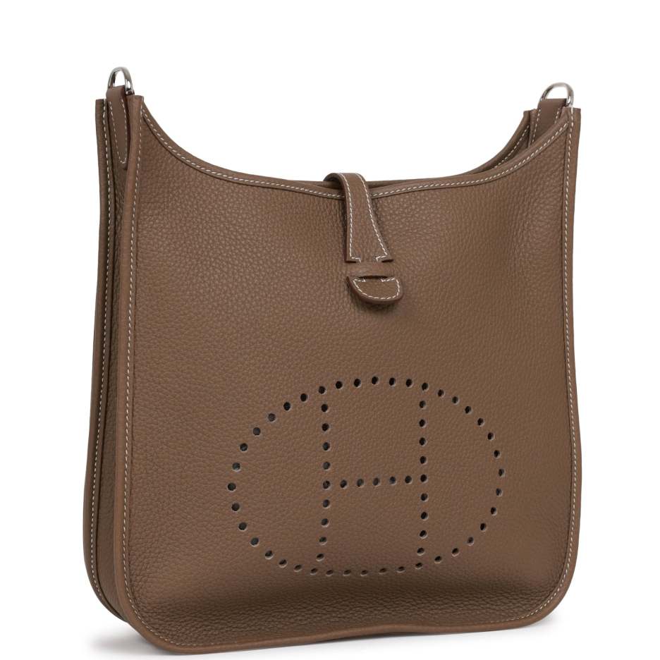 hermès evelyne iii pm etoupe clemence palladium hardware hermès evelyne iii pm etoupe clemence palladium hardware