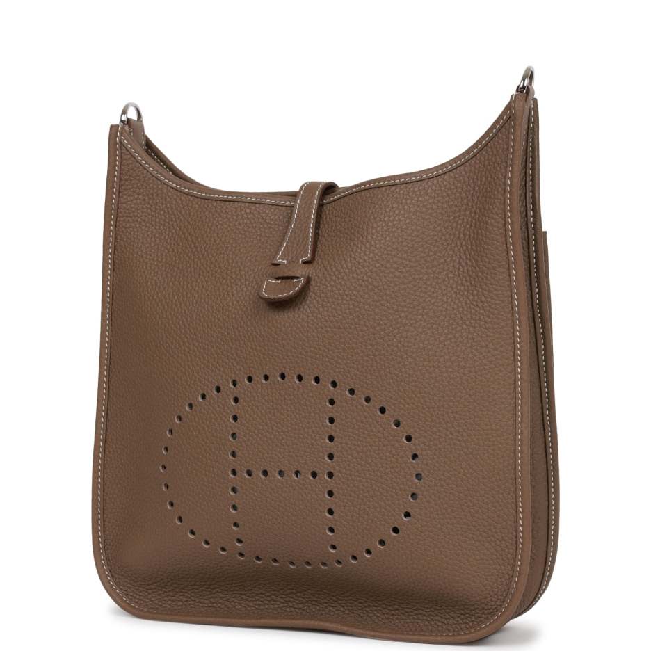 hermès evelyne iii pm etoupe clemence palladium hardware hermès evelyne iii pm etoupe clemence palladium hardware