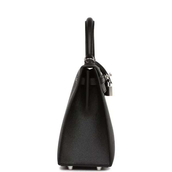 hermès kelly sellier 25 black epsom palladium hardware