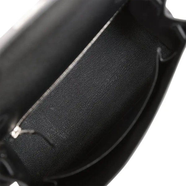 hermès kelly sellier 25 black epsom palladium hardware