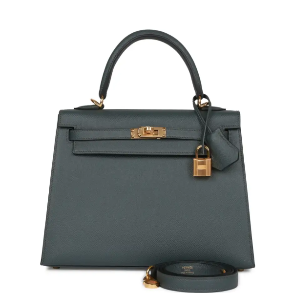 hermès kelly sellier 25 bleu orage epsom gold hardware