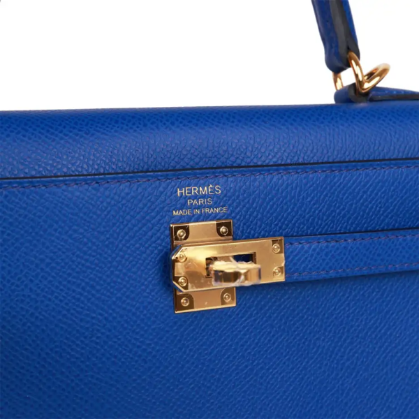 hermès kelly sellier 25 bleu royal epsom gold hardware
