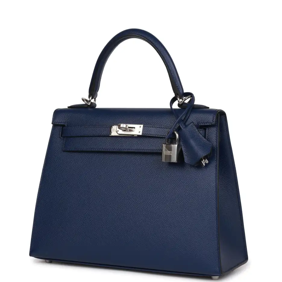 hermès kelly sellier 25 bleu saphir epsom palladium hardware hermès kelly sellier 25 bleu saphir epsom palladium hardware