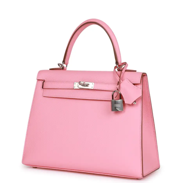 hermès kelly sellier 25 rose confetti epsom palladium hardware