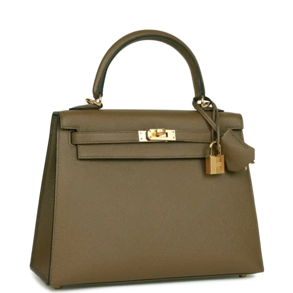 hermès kelly sellier 25 vert olive epsom gold hardware