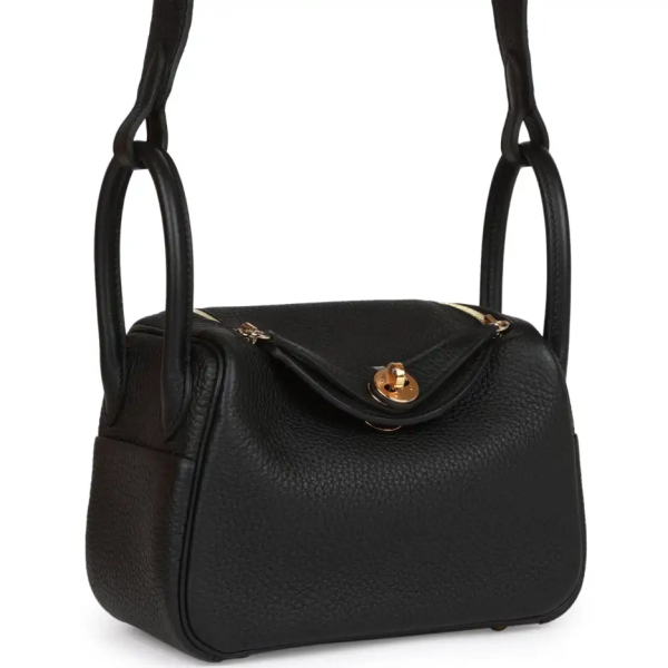 hermès mini lindy black clemence gold hardware