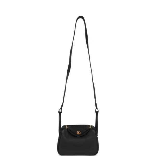 hermès mini lindy black clemence gold hardware