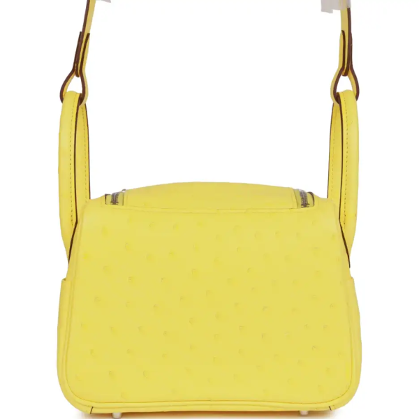 hermès mini lindy jaune citron ostrich palladium hardware
