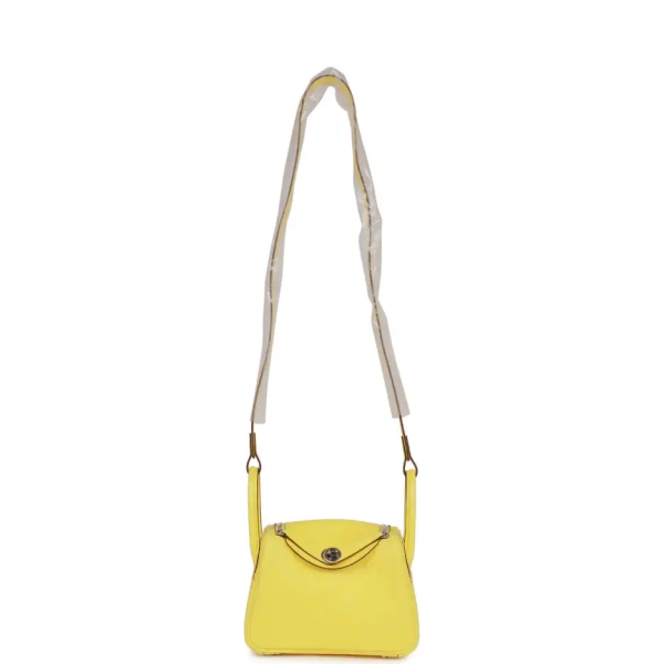 hermès mini lindy jaune citron ostrich palladium hardware