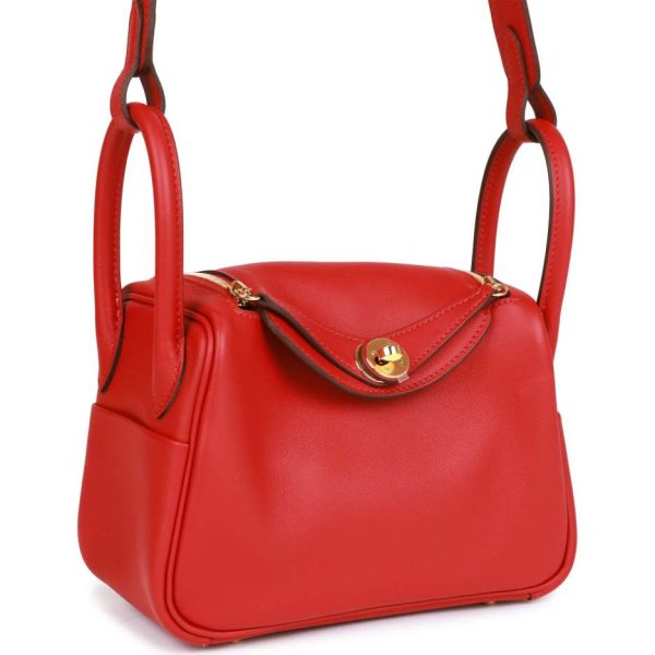 hermès mini lindy rouge piment swift gold hardware