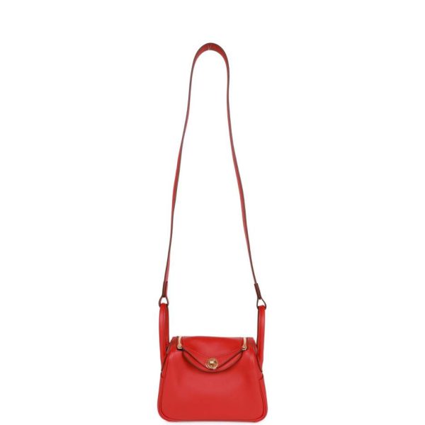 hermès mini lindy rouge piment swift gold hardware