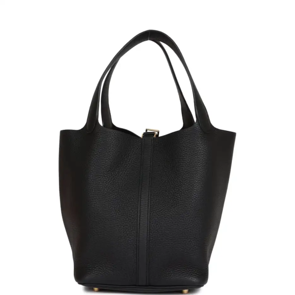 hermès picotin lock 22 black clemence gold hardware