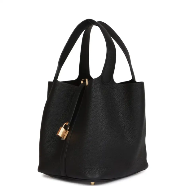 hermès picotin lock 22 black clemence gold hardware