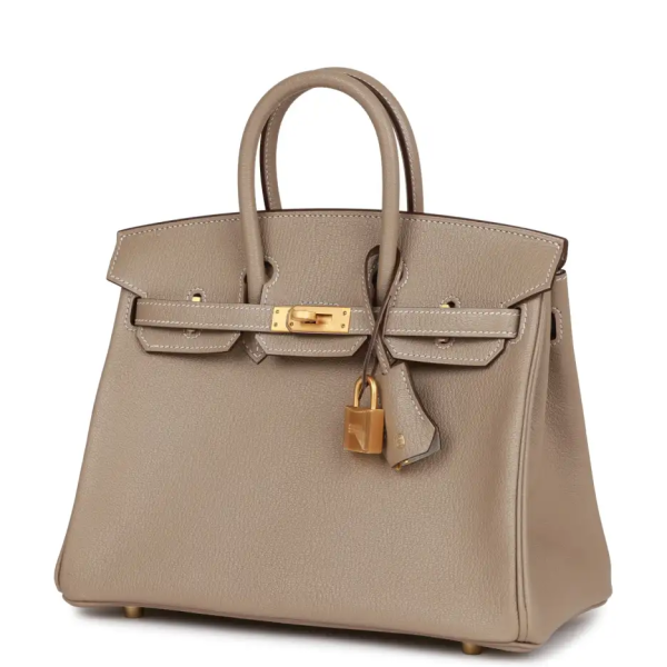 hermès special order (hss) birkin 25 gris tourterelle verso chevre brushed gold hardware