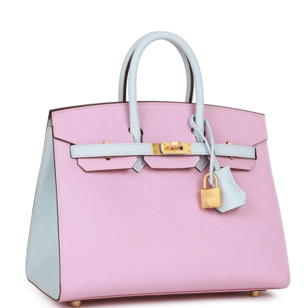 hermès special order (hss) birkin sellier 25 mauve sylvestre and bleu brume epsom brushed gold hardware