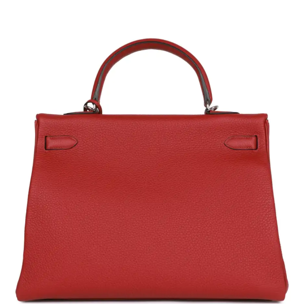 hermès special order (hss) kelly retourne 35 rouge grenat verso togo palladium hardware