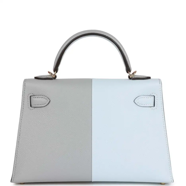 hermès special order (hss) kelly sellier 20 casaque bleu brume and gris meyer epsom permabrass hardware