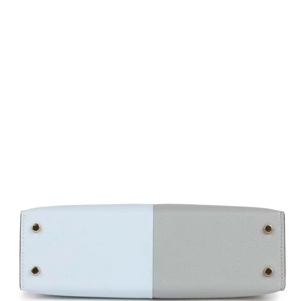 hermès special order (hss) kelly sellier 20 casaque bleu brume and gris meyer epsom permabrass hardware