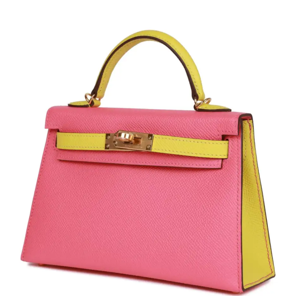 hermès special order (hss) kelly sellier 20 rose azalee and lime epsom gold hardware