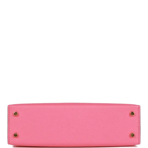 hermès special order (hss) kelly sellier 20 rose azalee and lime epsom gold hardware