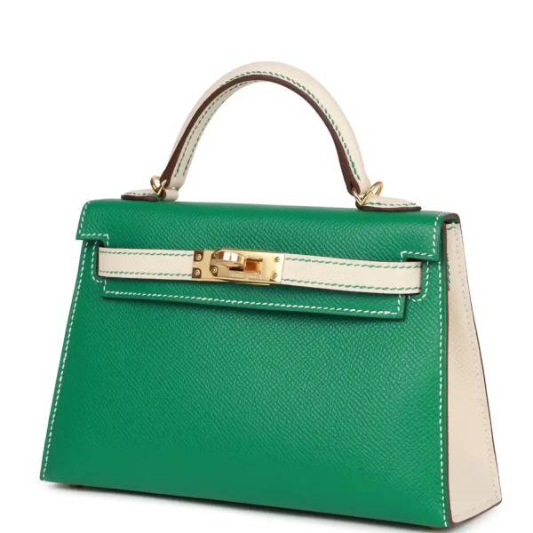 hermès special order (hss) kelly sellier 20 vert jade and craie epsom gold hardware
