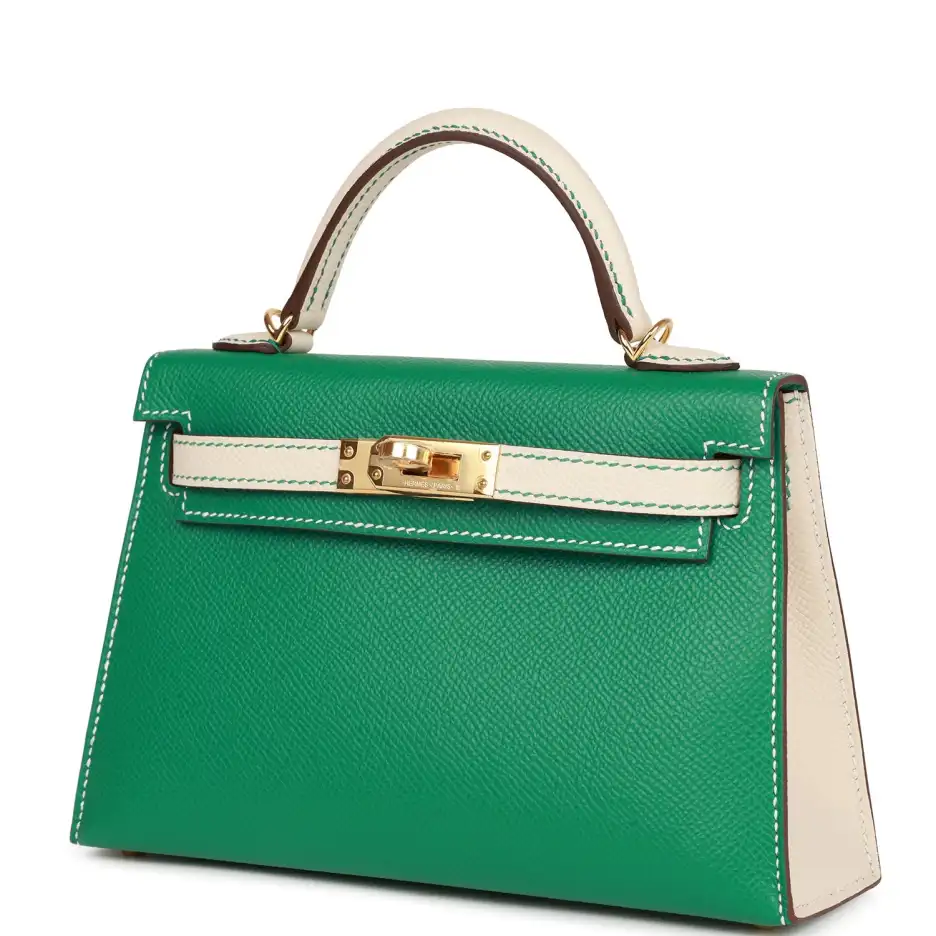 hermès special order (hss) kelly sellier 20 vert jade and craie epsom gold hardware hermès special order (hss) kelly sellier 20 vert jade and craie epsom gold hardware