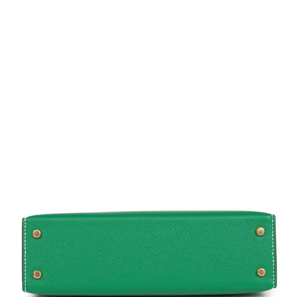 hermès special order (hss) kelly sellier 20 vert jade and craie epsom gold hardware