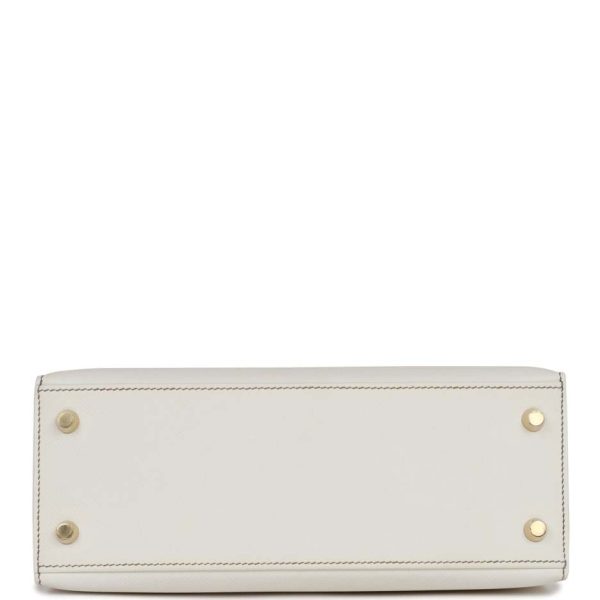 hermès special order (hss) kelly sellier 25 white and etoupe epsom gold hardware