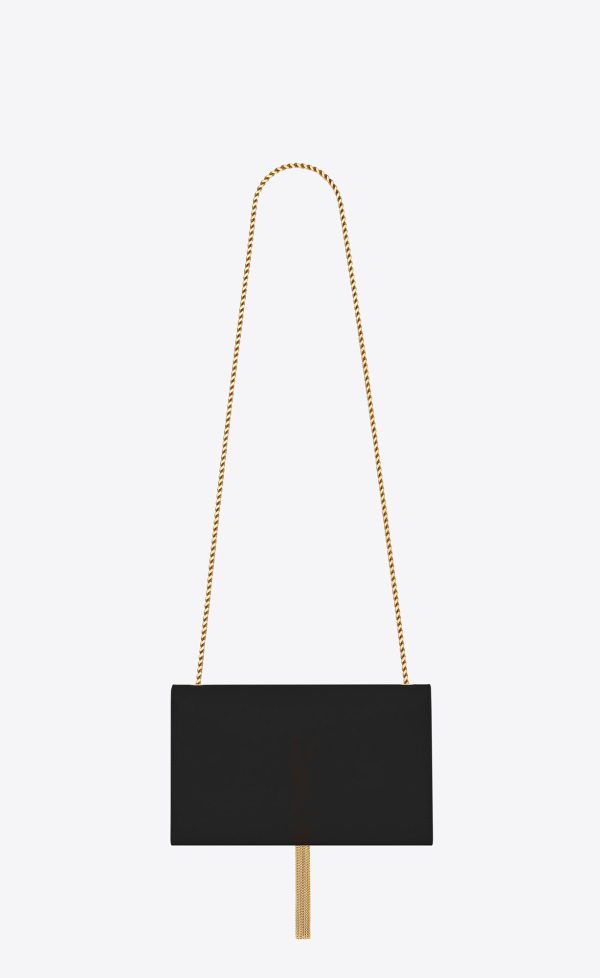 medium kate tassel in grain de poudre embossed leather black