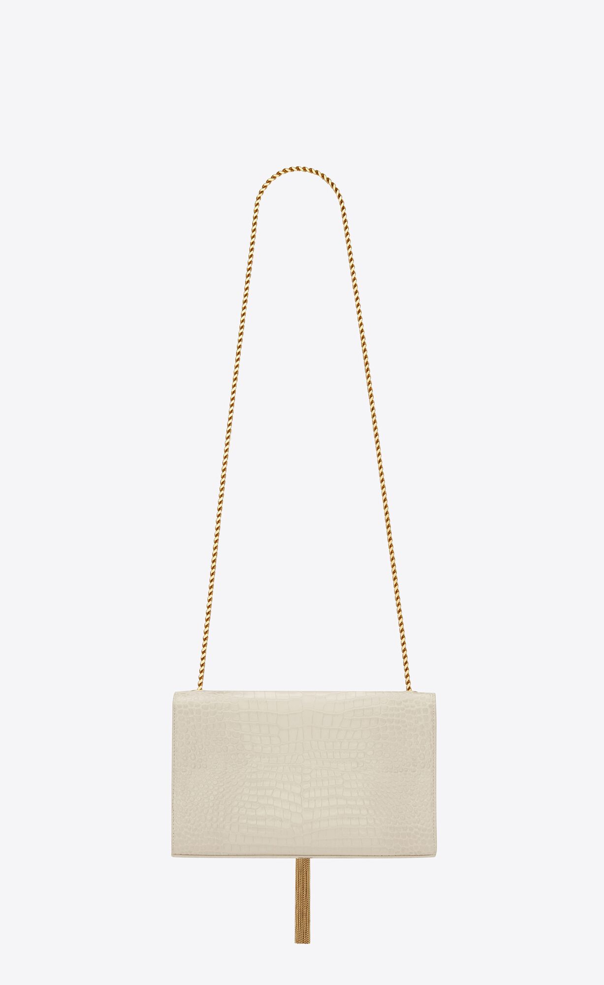 medium kate tassel in crocodile embossed leather blanc vintage medium kate tassel in crocodile embossed leather blanc vintage
