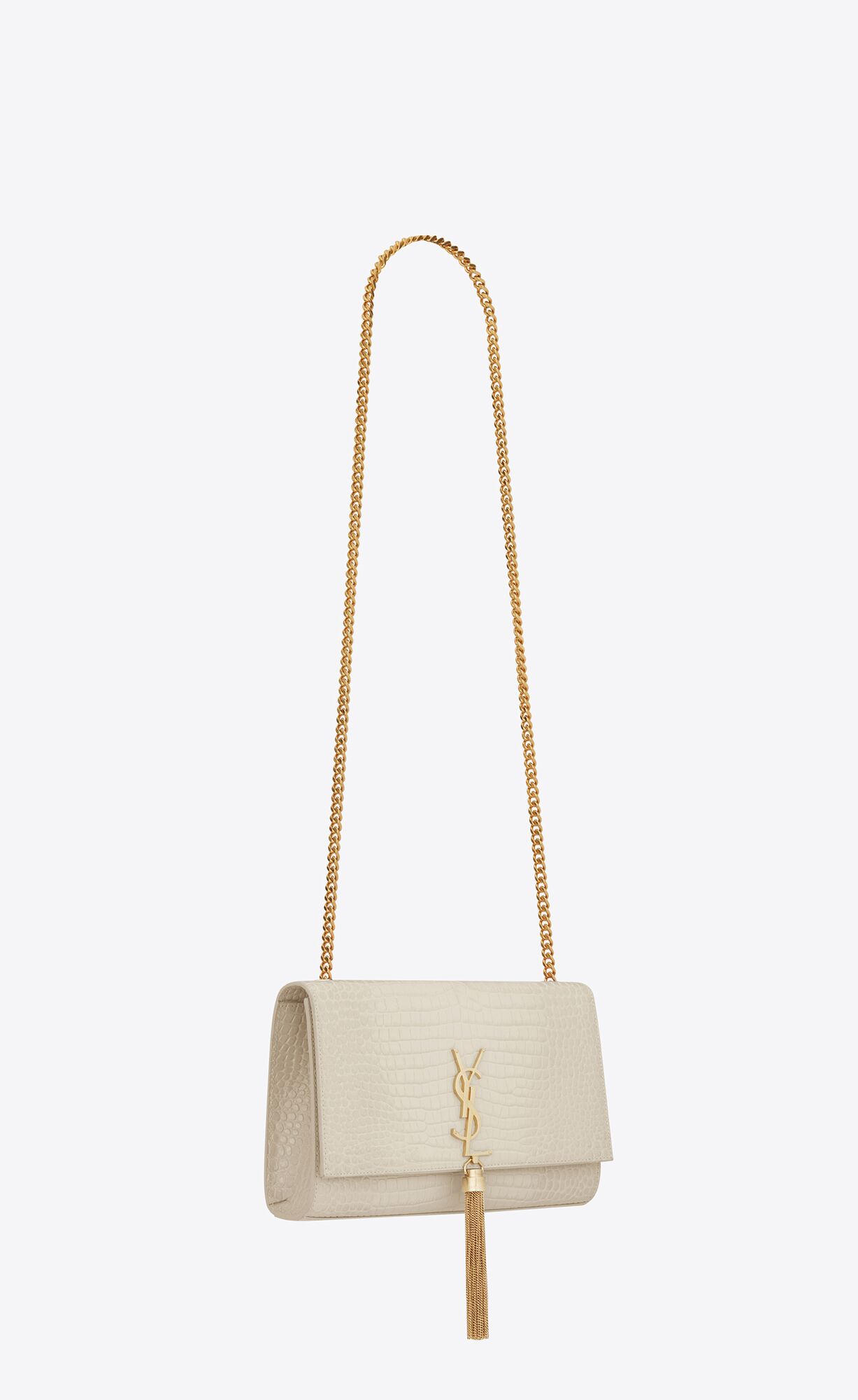 medium kate tassel in crocodile embossed leather blanc vintage medium kate tassel in crocodile embossed leather blanc vintage