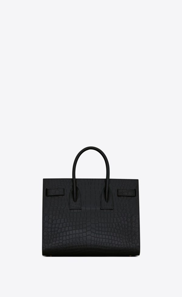 small sac de jour in matte embossed crocodile leather black