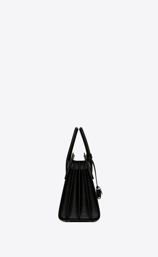 small sac de jour in matte embossed crocodile leather black
