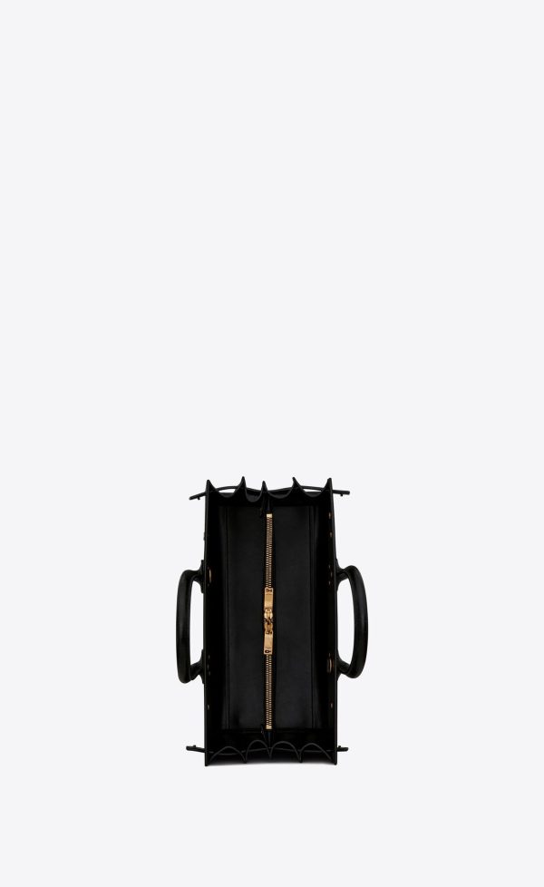 small sac de jour in matte embossed crocodile leather black