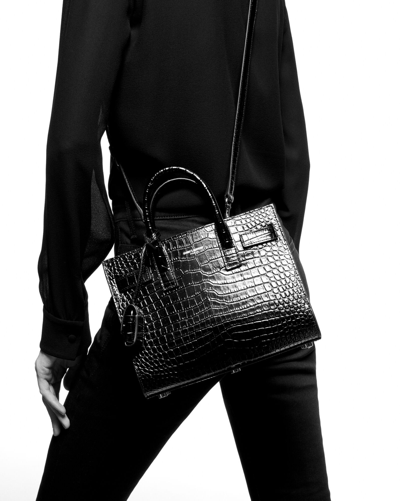 sac de jour nano in crocodile embossed leather black sac de jour nano in crocodile embossed leather black