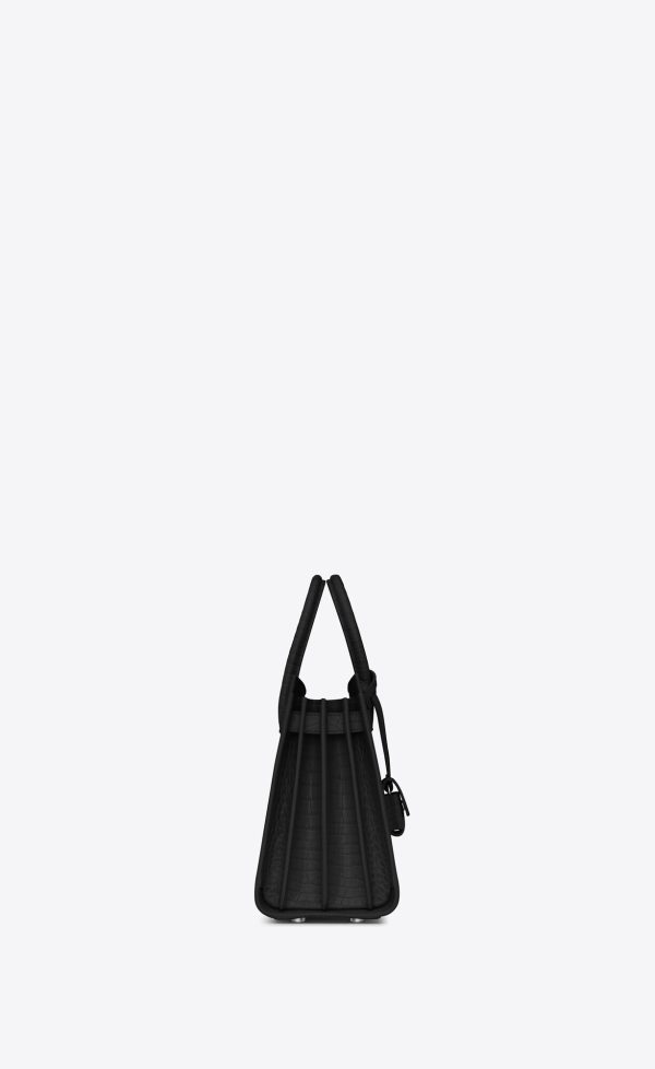sac de jour baby in embossed crocodile leather black