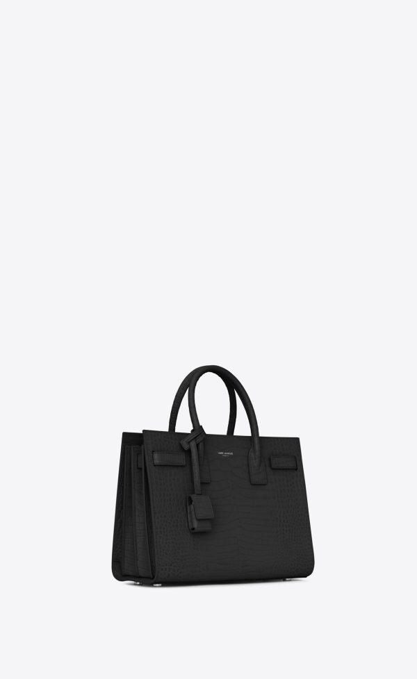 sac de jour baby in embossed crocodile leather black